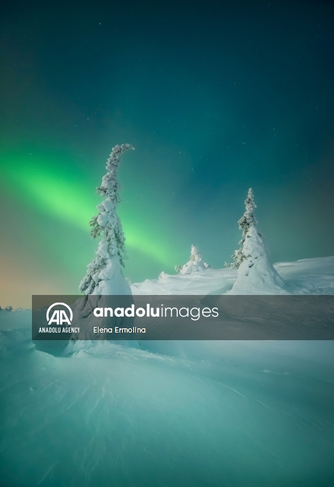 La aurora boreal en la península de Kola, en Rusia