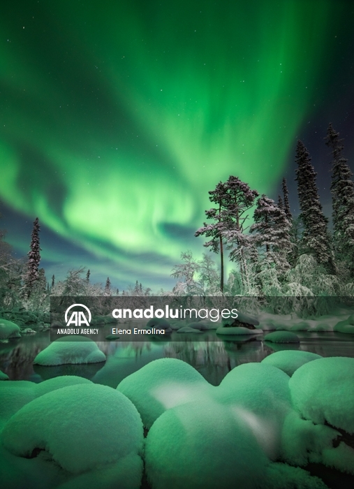 La aurora boreal en la península de Kola, en Rusia