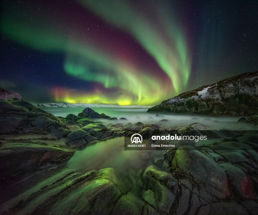 La aurora boreal en la península de Kola, en Rusia