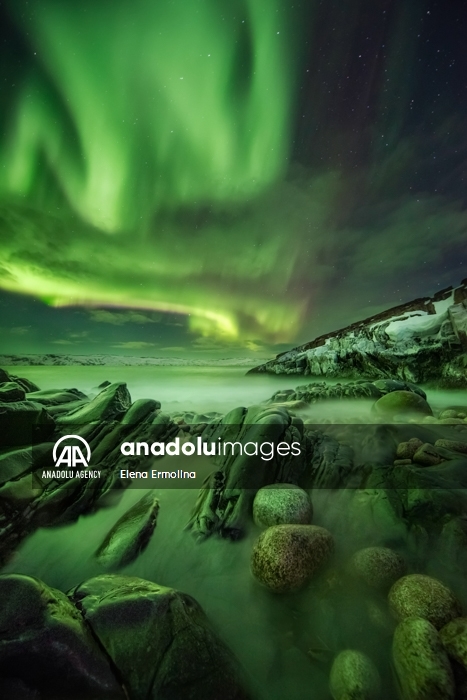 La aurora boreal en la península de Kola, en Rusia