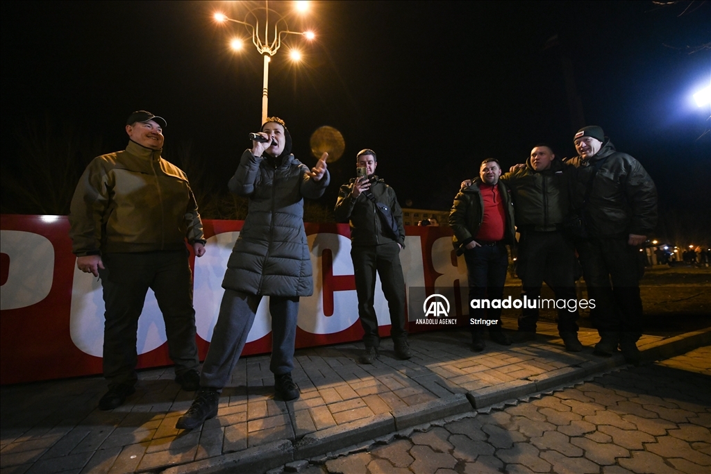 Perayaan setelah pengakuan Rusia atas wilayah Luhansk dan Donetsk yang memisahkan diri di Ukraina