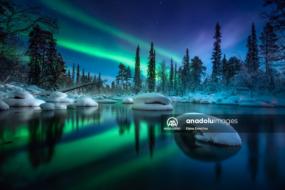 La aurora boreal en la península de Kola, en Rusia