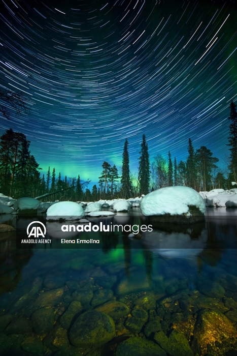 La aurora boreal en la península de Kola, en Rusia