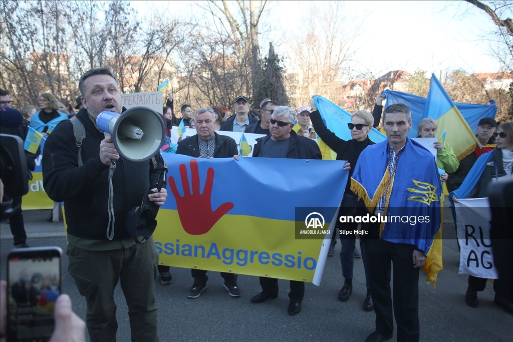 Hırvatistan'ın Başkenti Zagreb’te Rusya’nın Ukrayna’ya müdahalesi protesto edildi