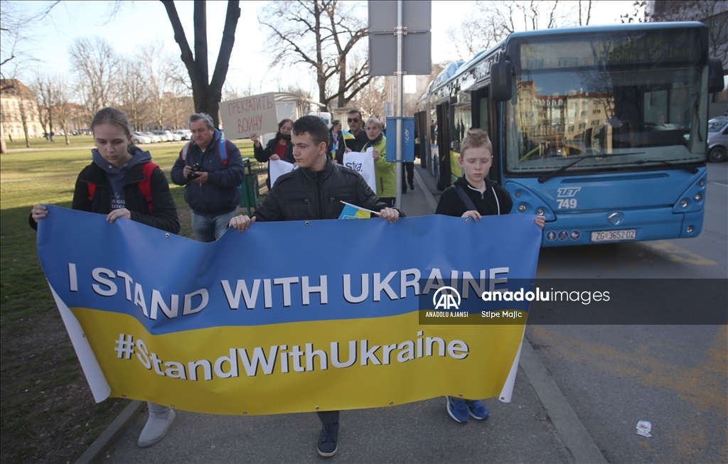 Hırvatistan'ın Başkenti Zagreb’te Rusya’nın Ukrayna’ya müdahalesi protesto edildi