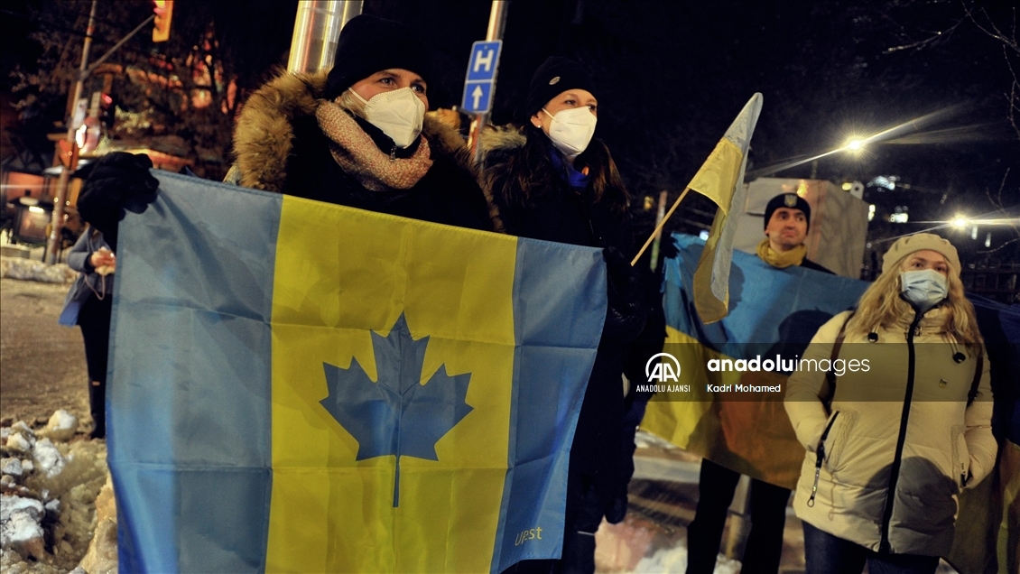 Ottawa'da Ukrayna'ya destek gösterisi