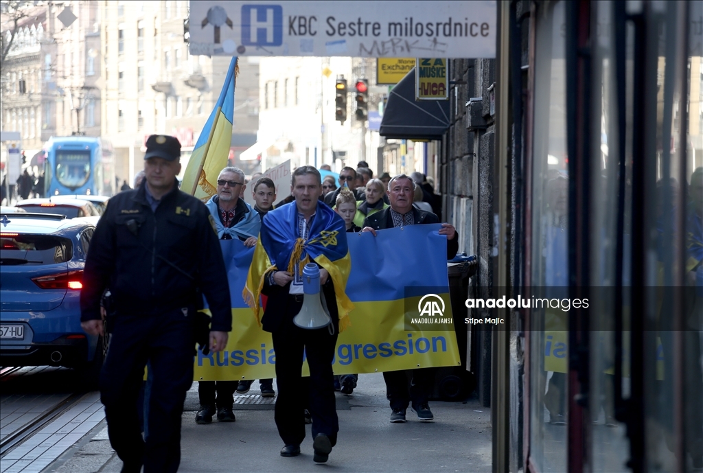 Hırvatistan'ın Başkenti Zagreb’te Rusya’nın Ukrayna’ya müdahalesi protesto edildi