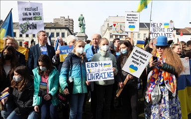 Антивоен протест во Брисел против руските напади на Украина