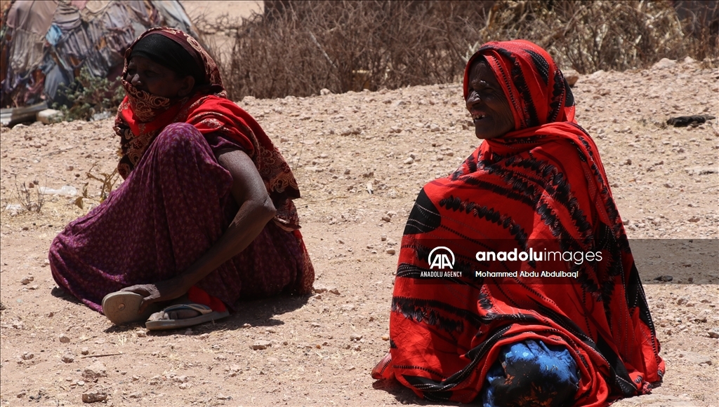 Drought-affected Ethiopians wait for food aid