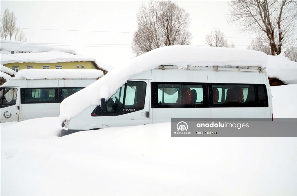 Muş'un Yukarıyongalı köyünde evler kar altında kaldı