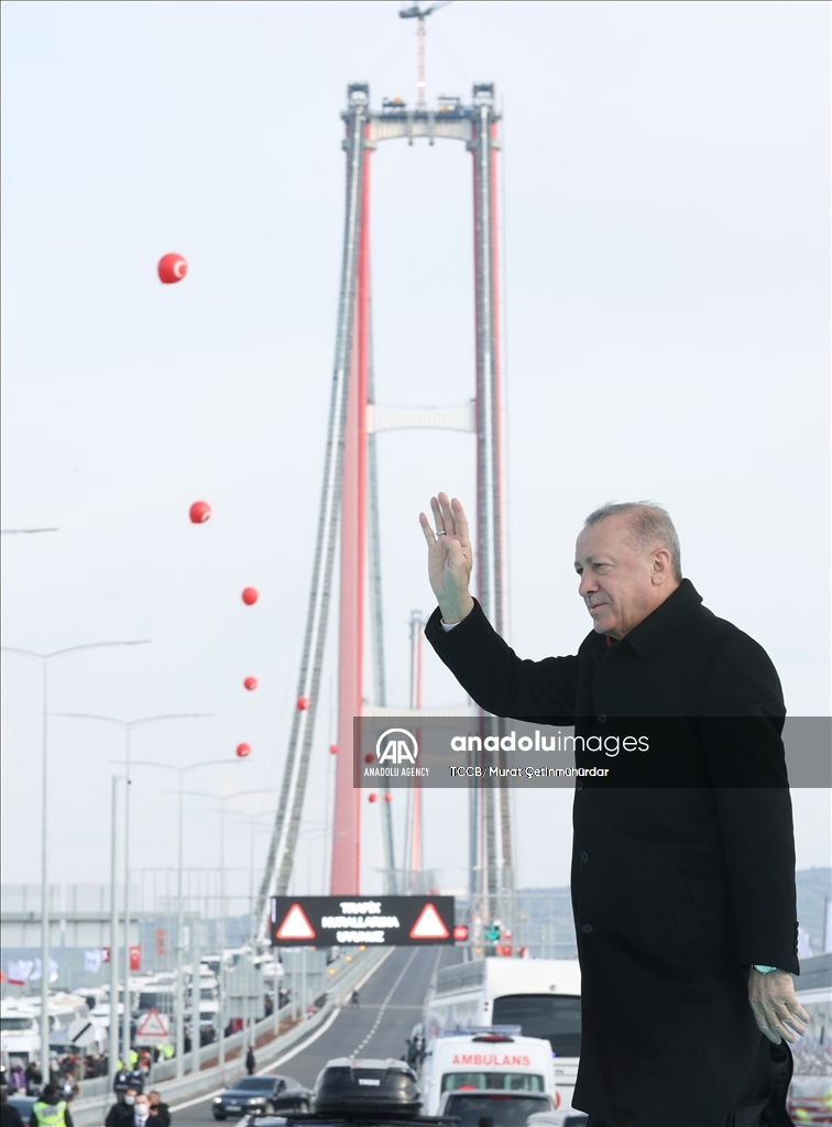 حضور اردوغان در مراسم افتتاحیه پل ‌«چاناک‌قلعه 1915»