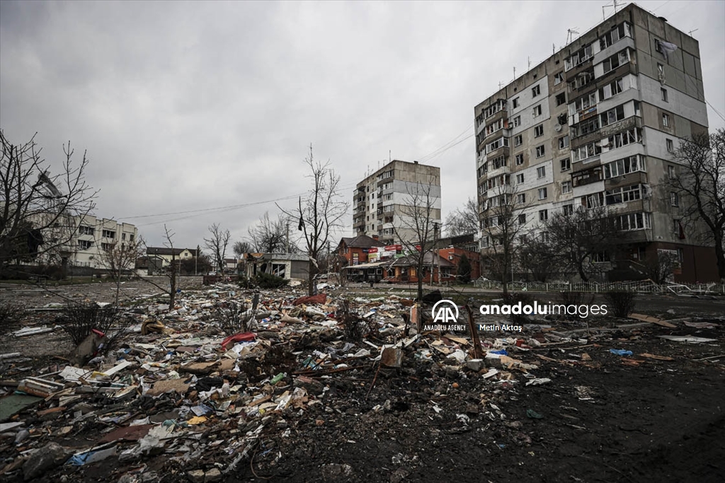 Украинскиот град Бородјанка во урнатини