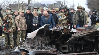 Top EU officials visit Ukrainian town of Bucha, capital Kyiv