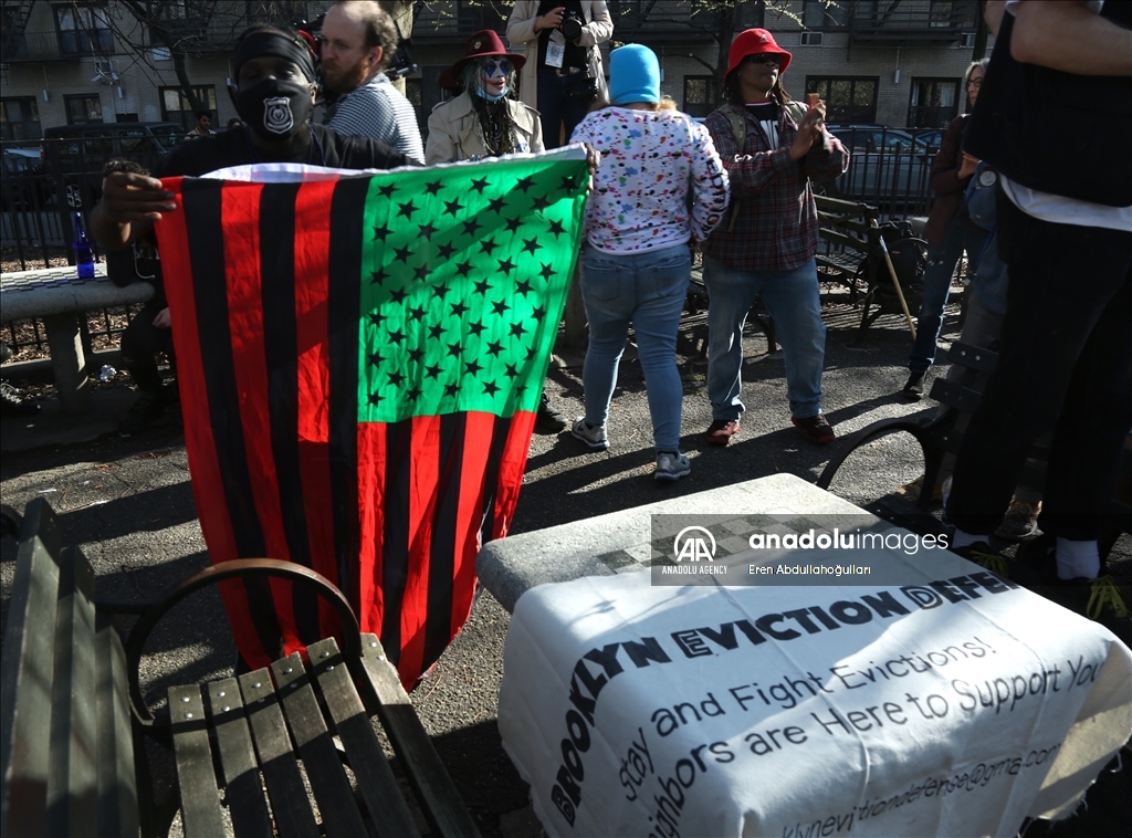 Homeless New Yorkers protest Eric Adams