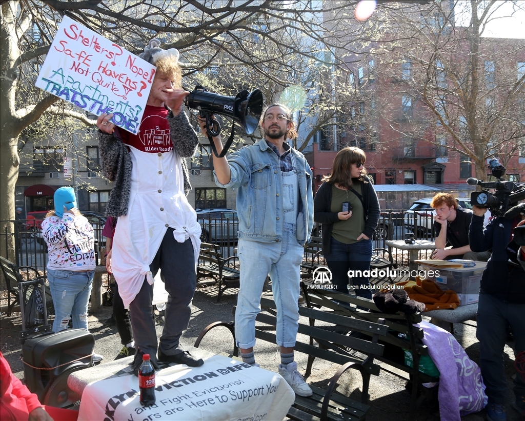 Homeless New Yorkers protest Eric Adams