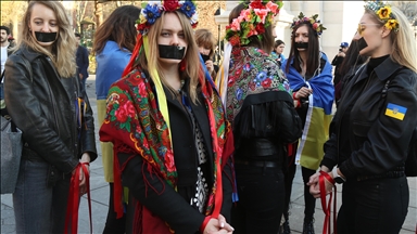 Protest in Manhattan against the Russian attacks on Ukraine