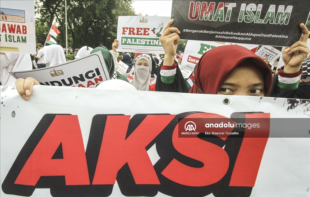 Aksi damai bela al-Aqsa di Kedubes AS, Jakarta