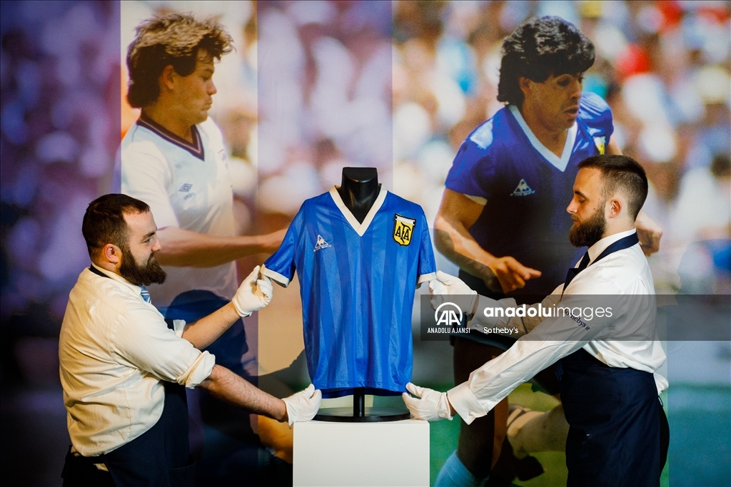 Sotheby's Displays Maradona's Historic 1986 World Cup Shirt