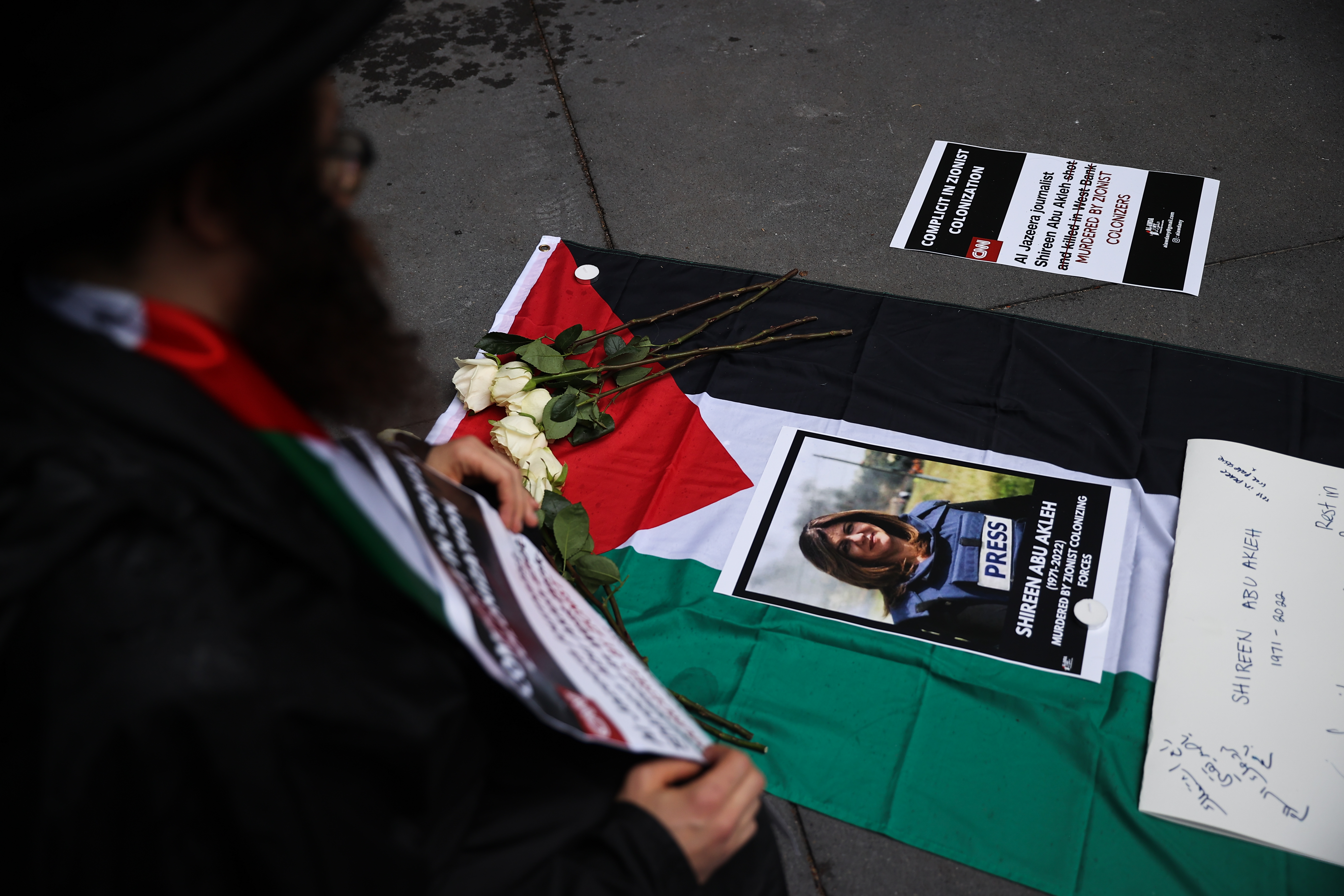 Vigil, protest for Al Jazeera journalist Abu Akleh in New York