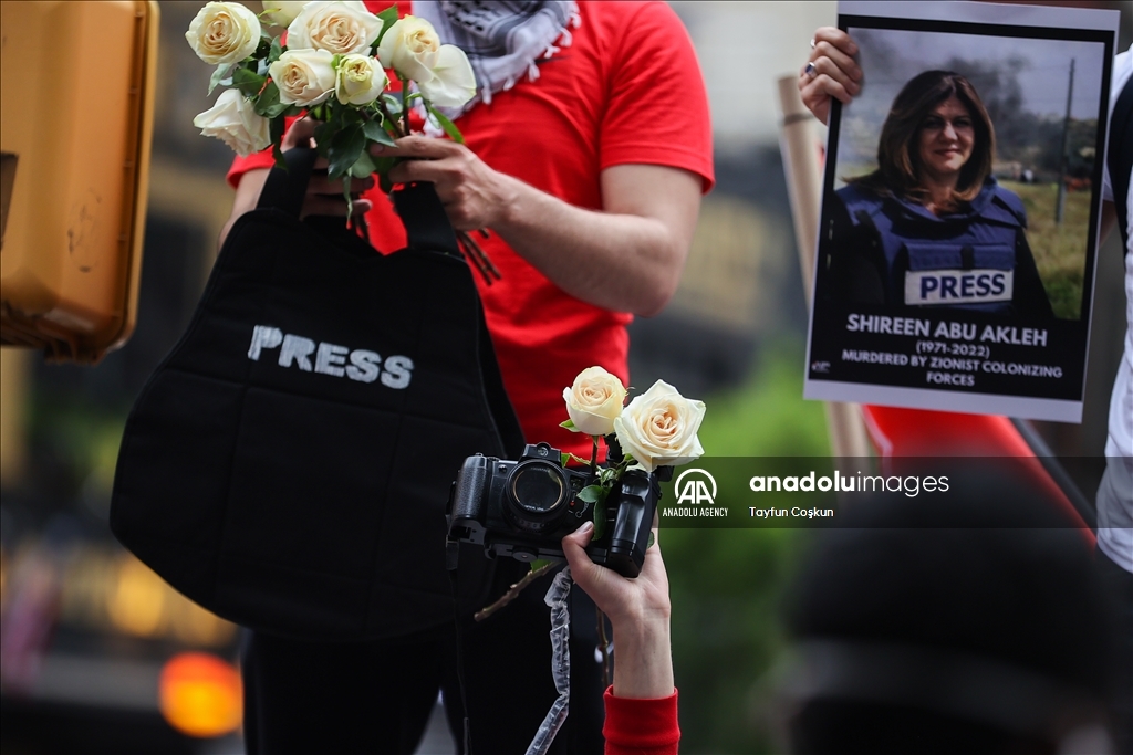 Vigil and protest held for Journalist Shireen Abu Akleh in NYC