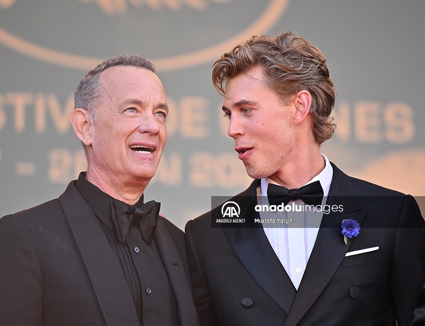 Los actores estadounidenses Tom Hanks y Austin Butler en el estreno de la película Elvis, en la edición 75 del Festival de Cine de Cannes