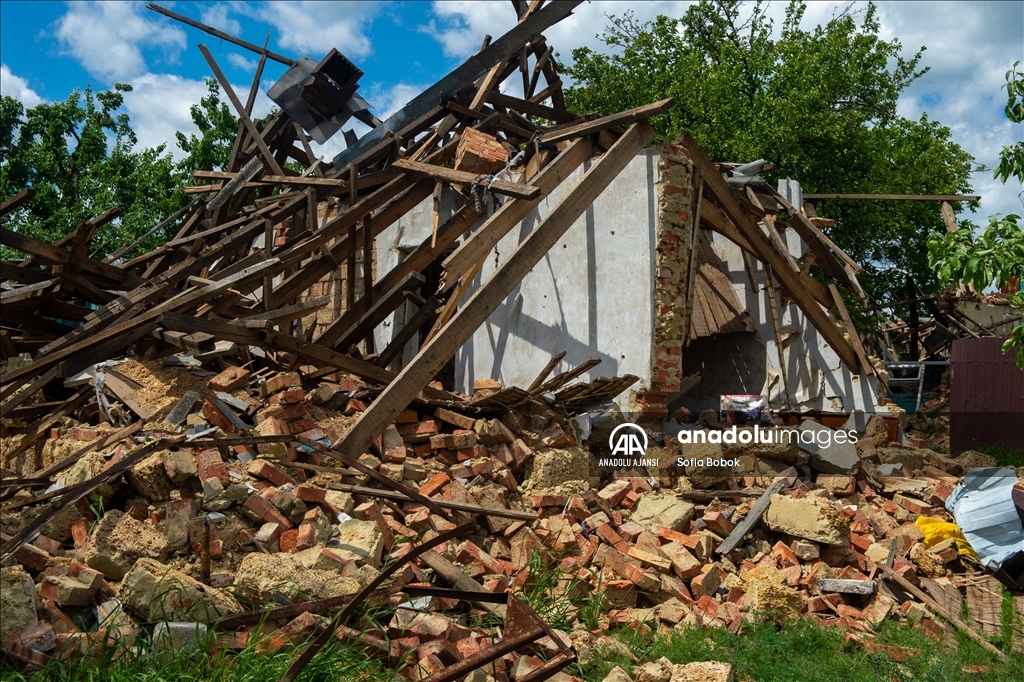 Ukrayna'nın Harkov Oblastı'nda bulunan Vilkhivka köyündeki hasar