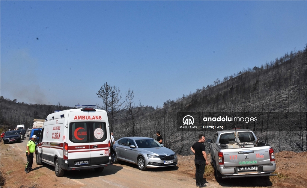 Marmaris'teki orman yangınına havadan ve karadan müdahale ediliyor