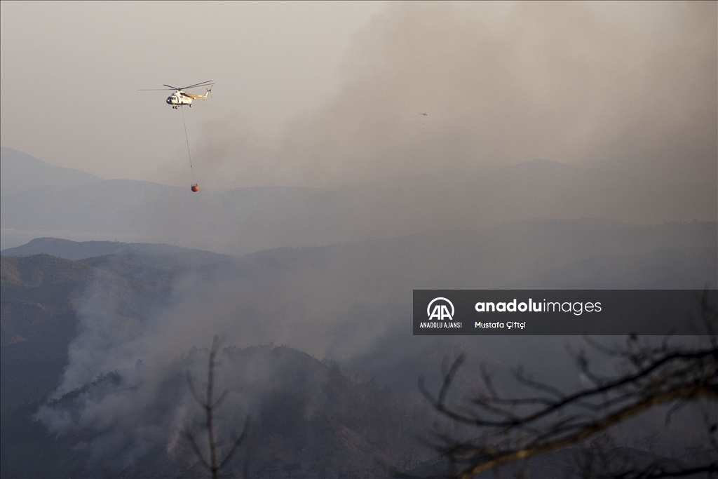 Marmaris'teki orman yangınına müdahale sürüyor