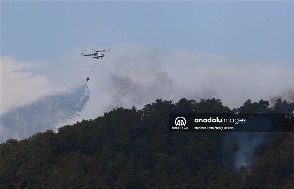 Marmaris'teki orman yangının soğutma çalışmaları devam ediyor