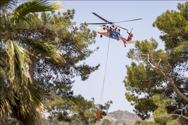 Marmaris'teki orman yangınına jandarma 12 helikopterle hava gücü desteği veriyor