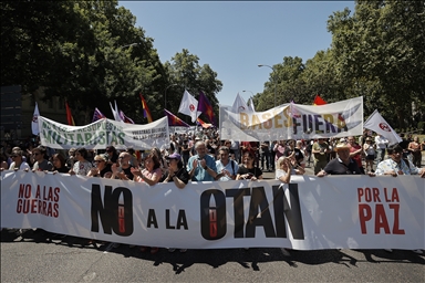Anti-NATO protesters take to streets of Madrid ahead of pivotal summit