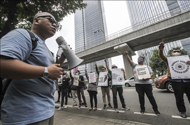 Protes di Kedubes Malaysia menentang perlakuan tidak manusiawi terhadap pekerja migran