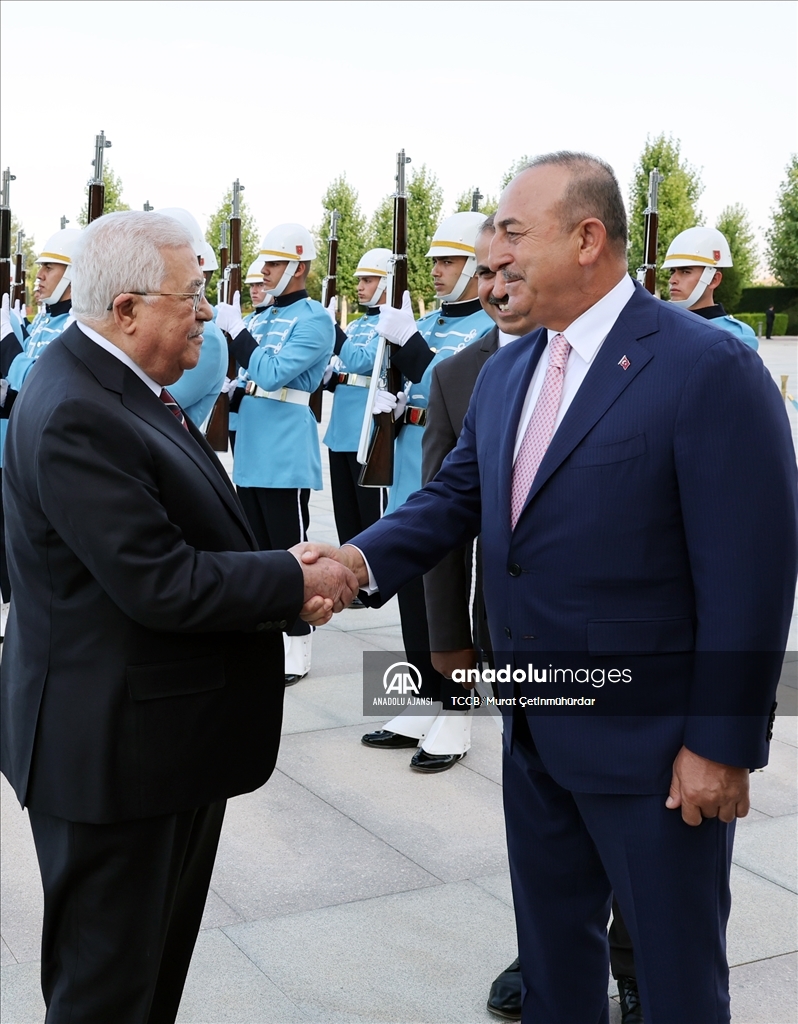 Cumhurbaşkanı Erdoğan, Filistin Devlet Başkanı Abbas'ı resmi törenle karşıladı