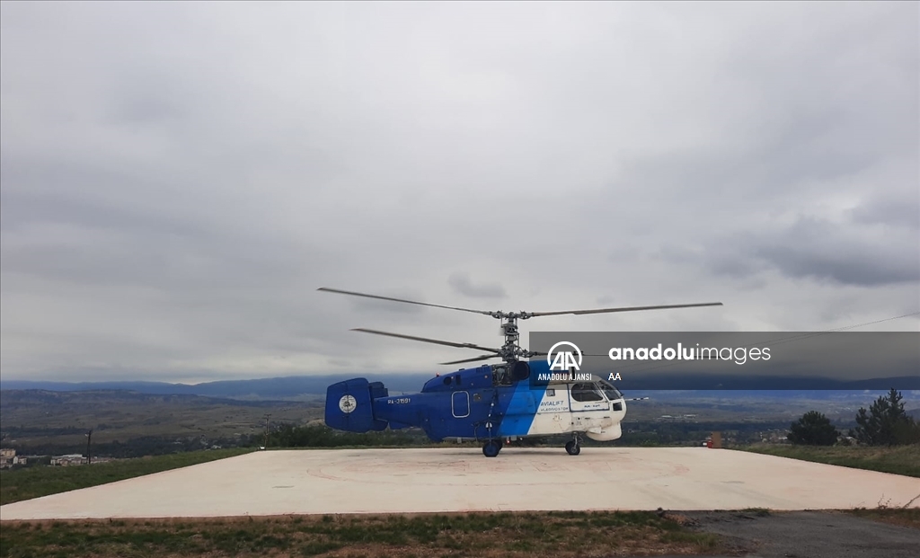 Denizli'de düşen yangın söndürme helikopterinin havalanma anı görüntülendi