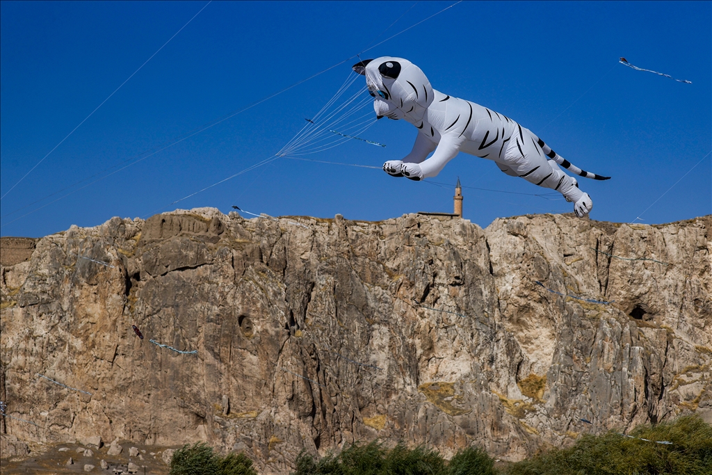 Çocukların uçurduğu uçurtmalar Van'ın semalarını renklendirdi