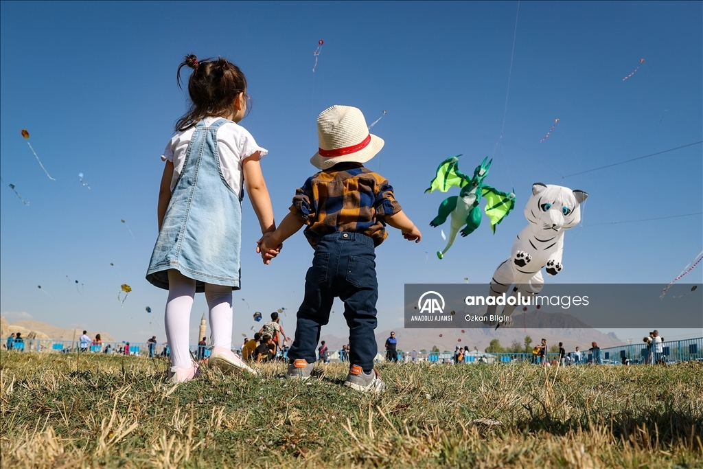 Çocukların uçurduğu uçurtmalar Van'ın semalarını renklendirdi