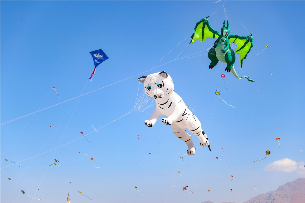 Çocukların uçurduğu uçurtmalar Van'ın semalarını renklendirdi