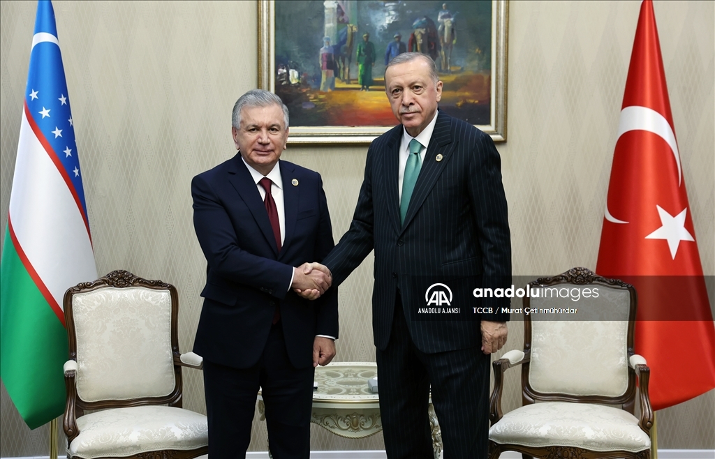 Cumhurbaşkanı Erdoğan, Özbekistan Cumhurbaşkanı Mirziyoyev ile bir araya geldi