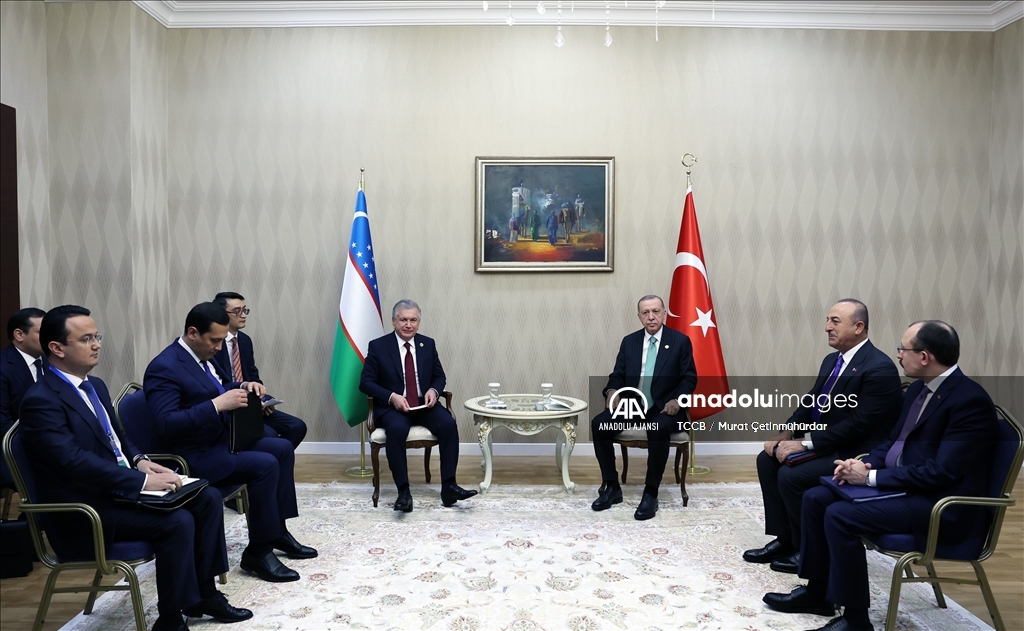 Cumhurbaşkanı Erdoğan, Özbekistan Cumhurbaşkanı Mirziyoyev ile bir araya geldi