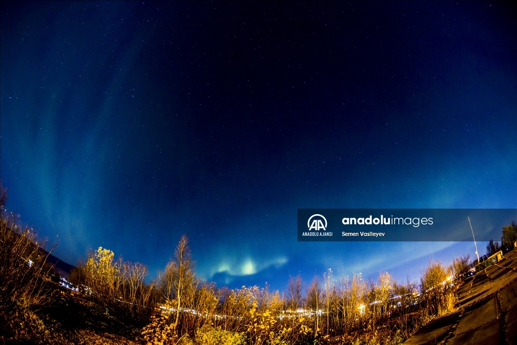 Murmansk'da kuzey ışıkları zamanı