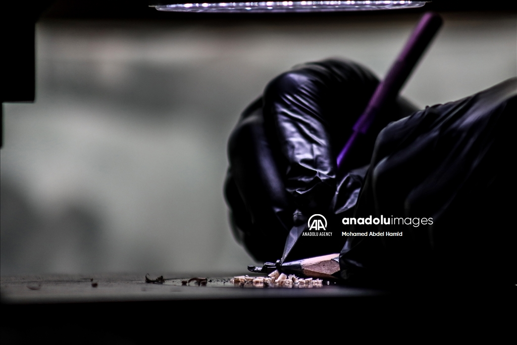 Egyptian artist turns pencil tips into art