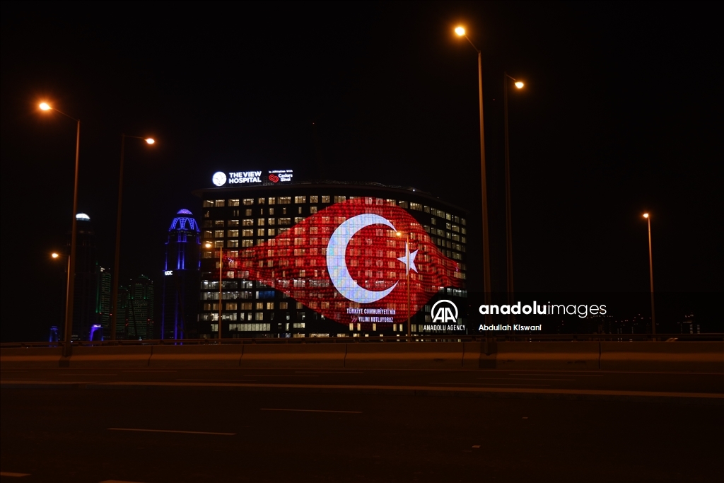 Qatar lights up buildings in red and white ahead of Turkiye's Republic Day