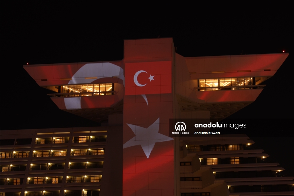 Qatar lights up buildings in red and white ahead of Turkiye's Republic Day