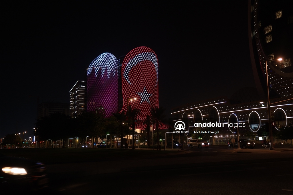 Qatar lights up buildings in red and white ahead of Turkiye's Republic Day