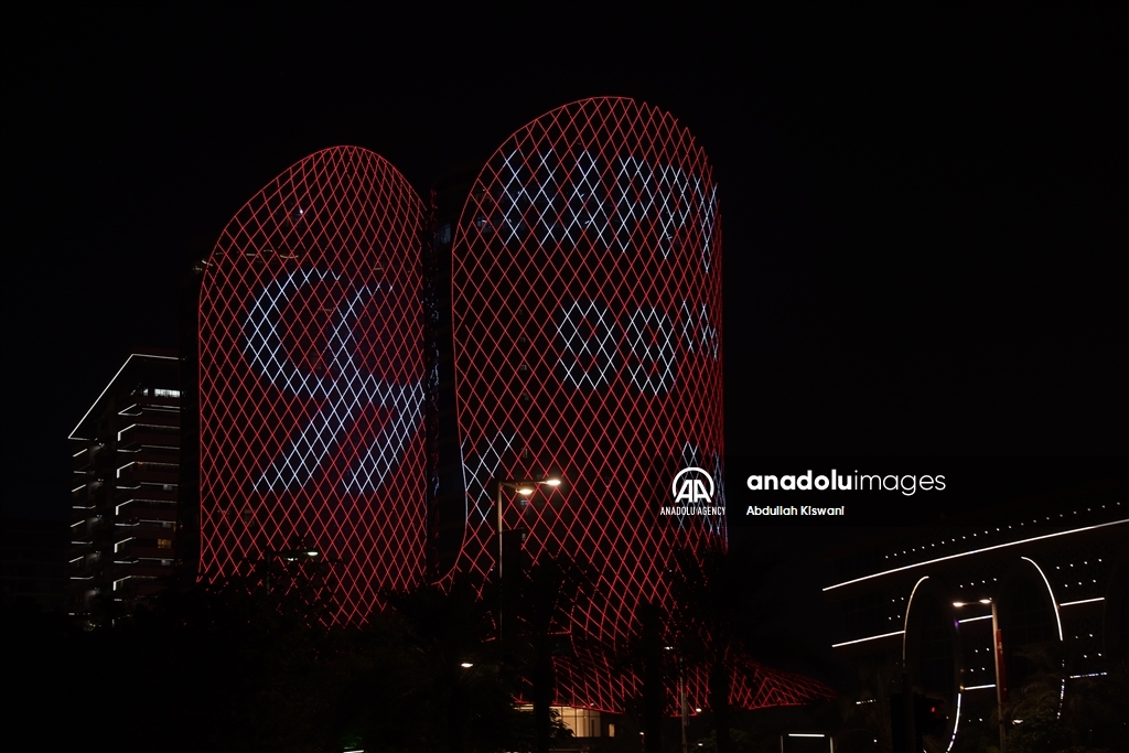 Qatar lights up buildings in red and white ahead of Turkiye's Republic Day