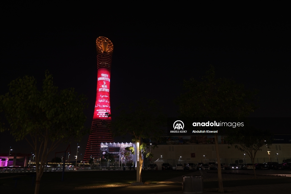 Qatar lights up buildings in red and white ahead of Turkiye's Republic Day