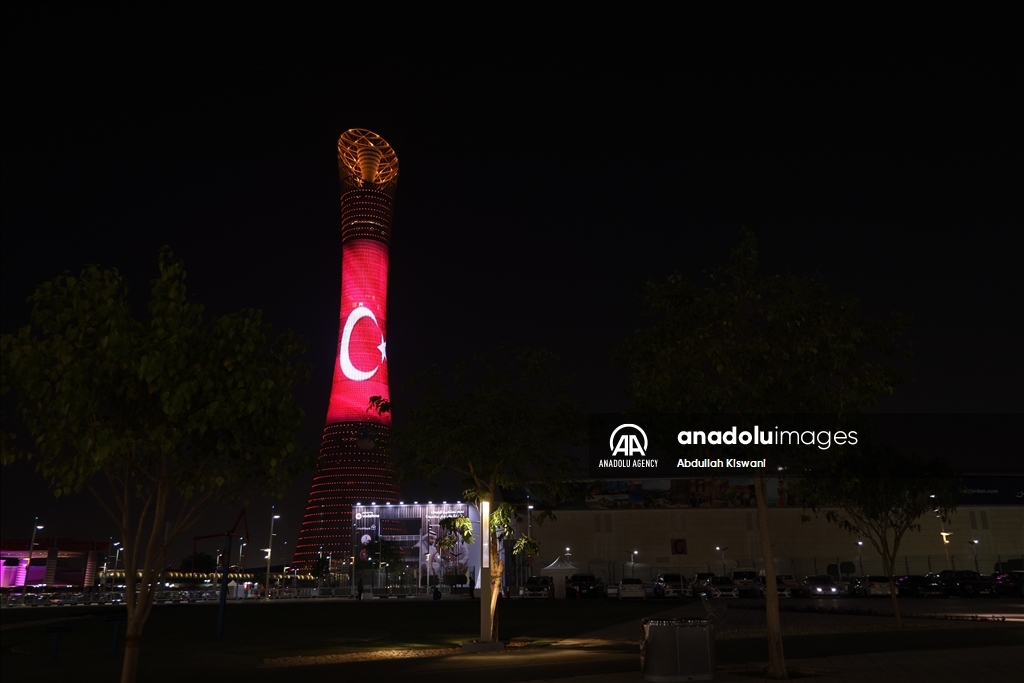 Qatar lights up buildings in red and white ahead of Turkiye's Republic Day