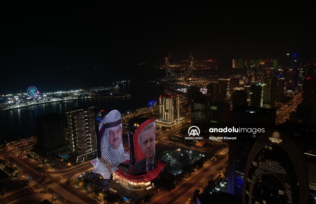 Qatar lights up buildings in red and white ahead of Turkiye's Republic Day