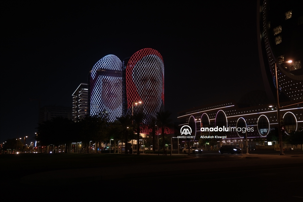 Qatar lights up buildings in red and white ahead of Turkiye's Republic Day