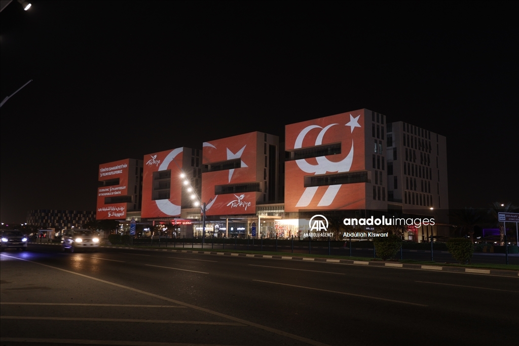 Qatar lights up buildings in red and white ahead of Turkiye's Republic Day